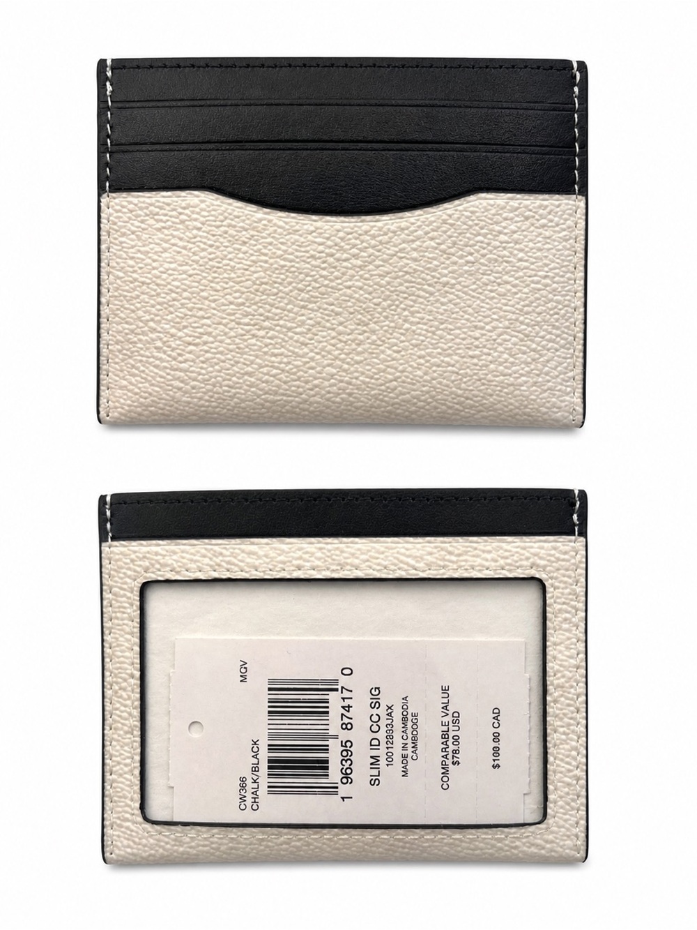 Coach Two-Tone Black & Cream Slim Card Holder